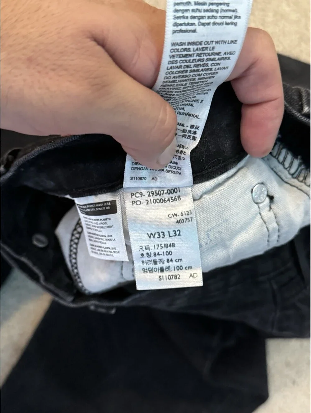 Levi’s 502 Regular Taper Jeans Men’s W33 L32 Black Stretch Denim Pants